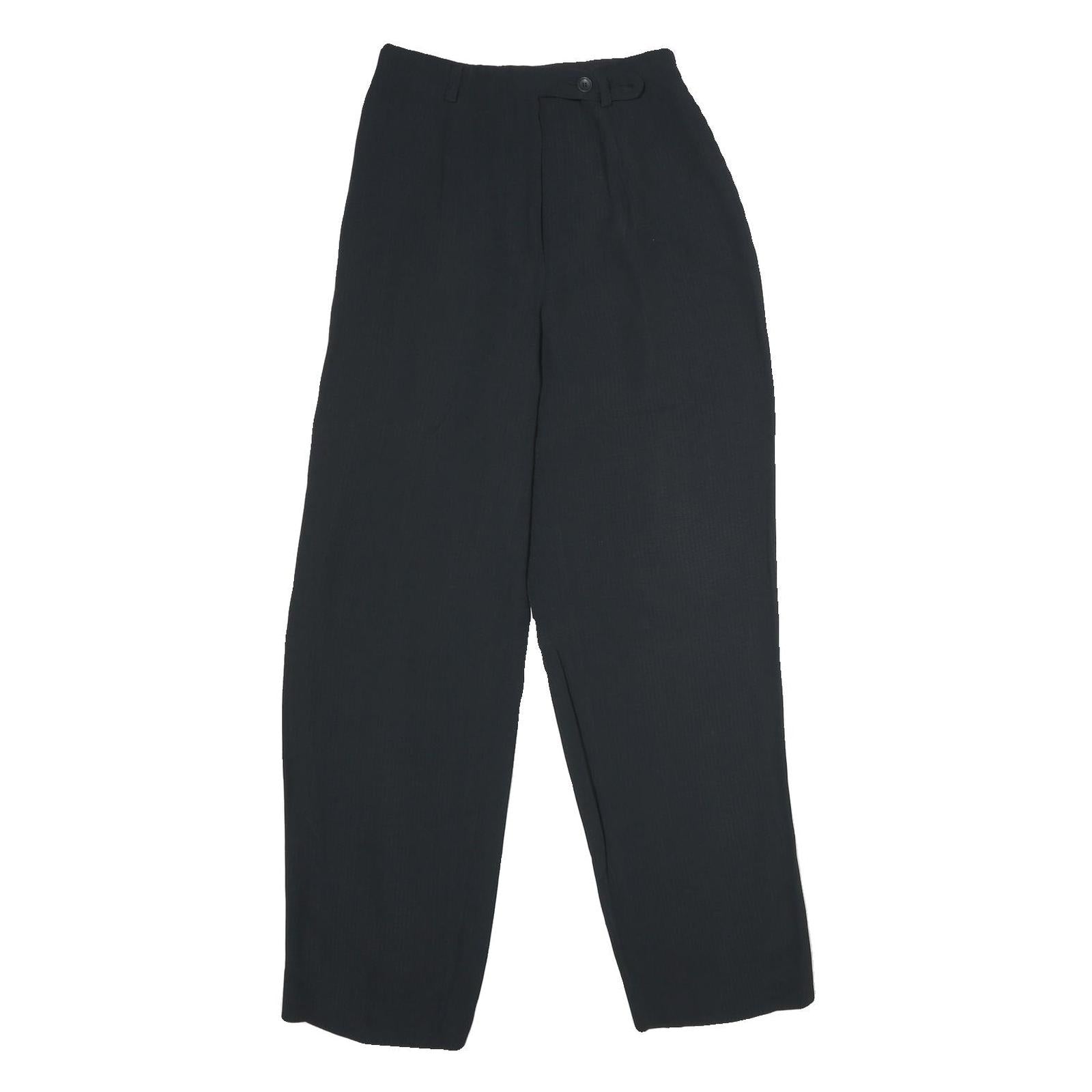 EMPORIO ARMANI Womens Viscose Blend Black Regular Leg Trousers W25 L29 Elegant