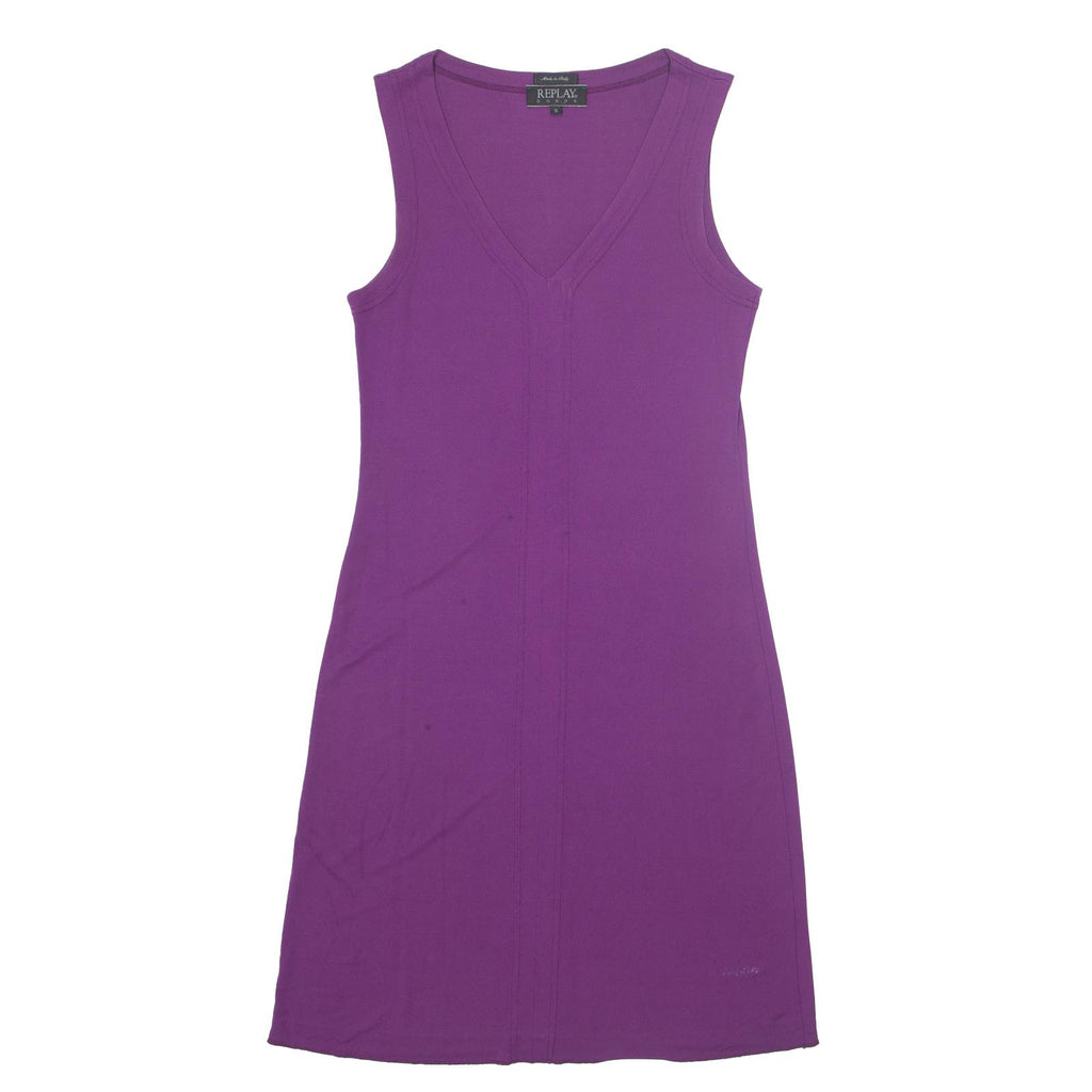 REPLAY DONNA Womens A-Line Dress Purple Sleeveless Midi S
