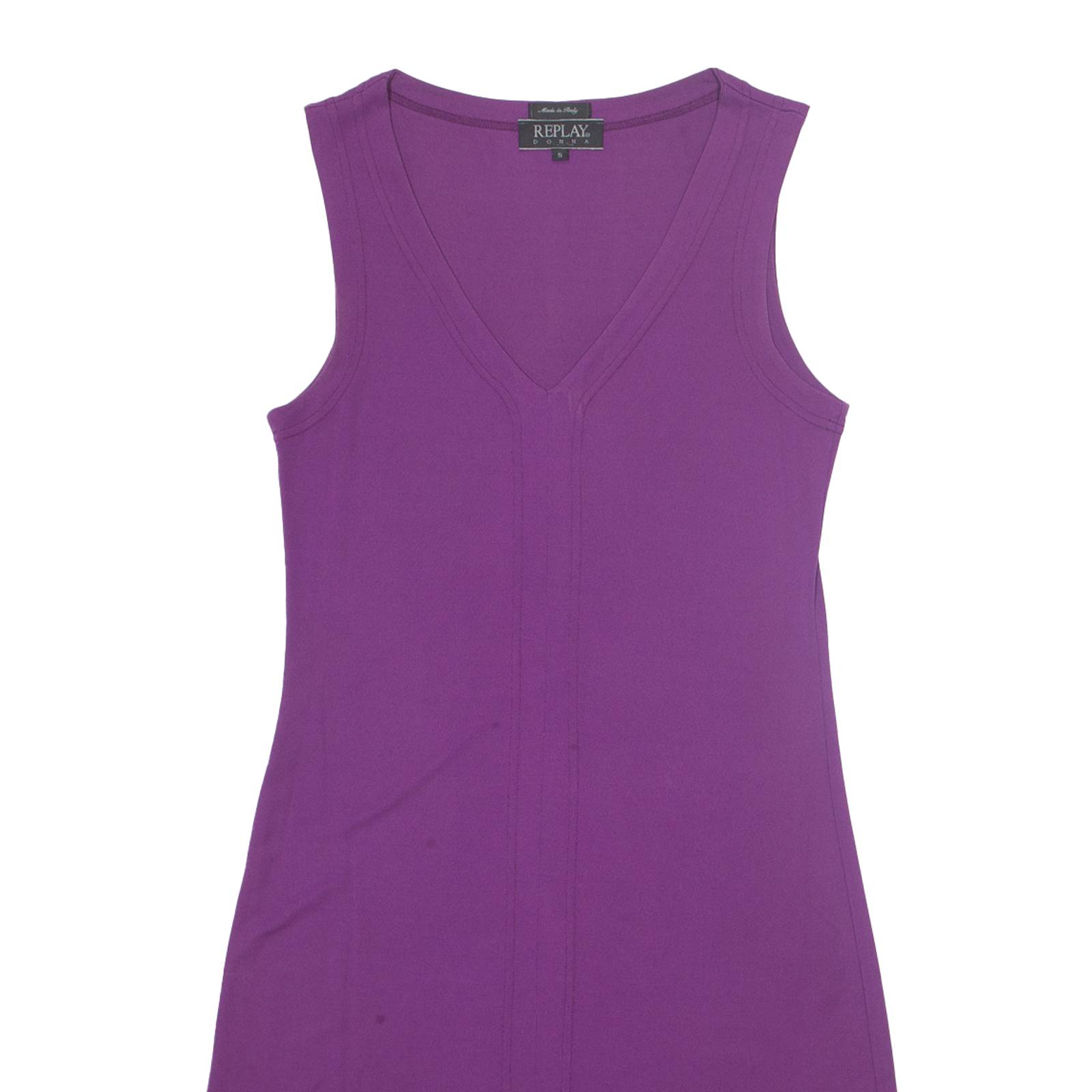 REPLAY DONNA Womens A-Line Dress Purple Sleeveless Midi S
