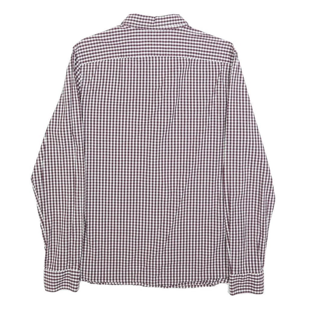 LYLE & SCOTT Mens Red & White Check Shirt M Button-Down Collar Cotton Blend