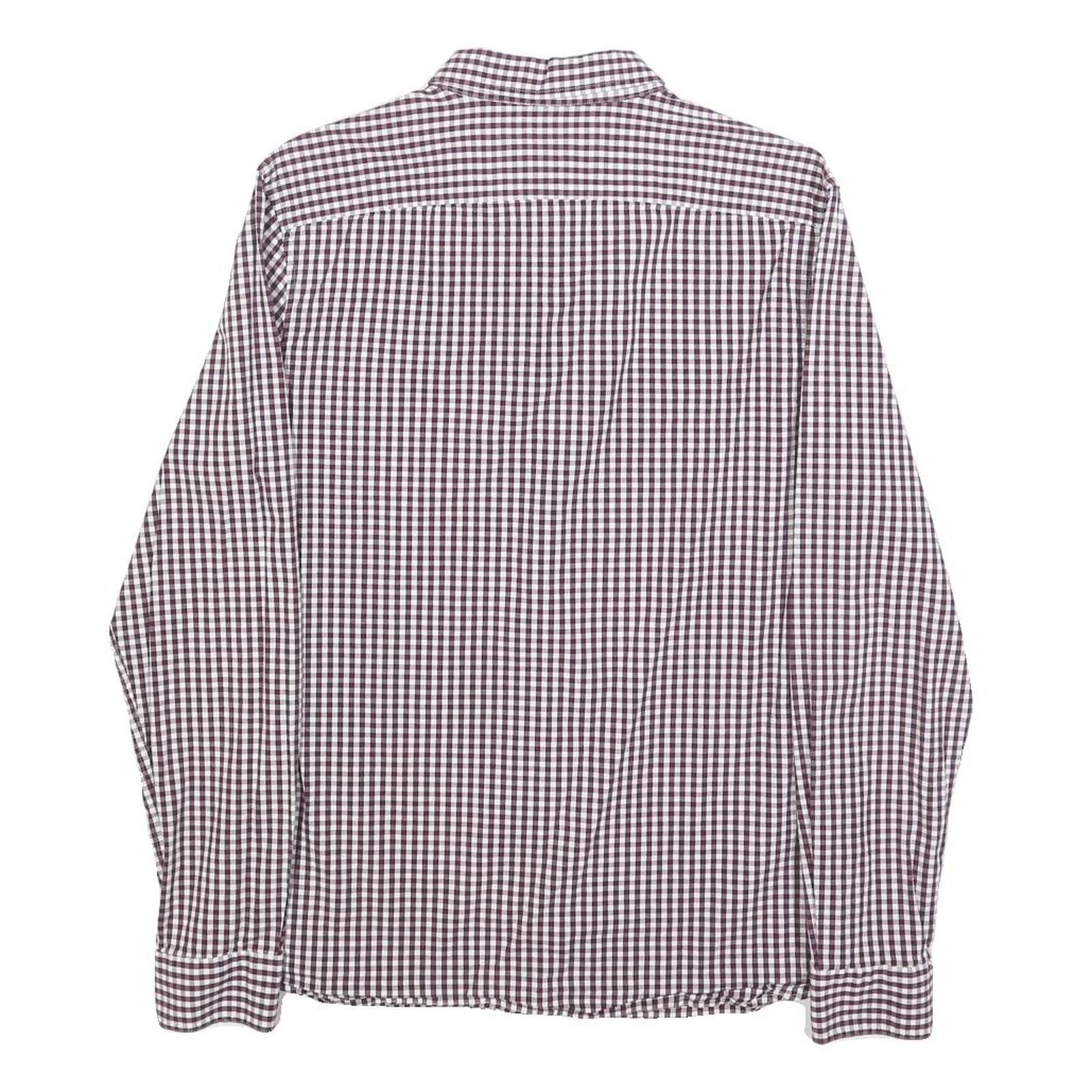 LYLE & SCOTT Mens Red & White Check Shirt M Button-Down Collar Cotton Blend