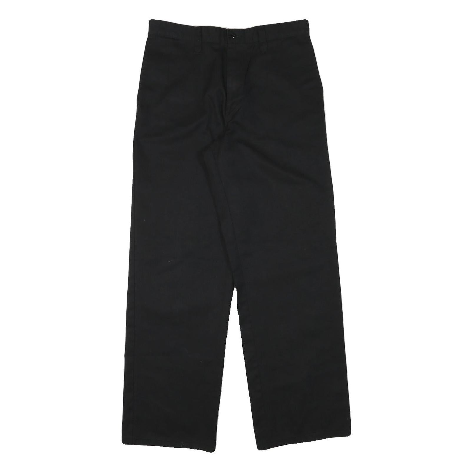 DICKIES Mens Cotton Blend Black Regular Straight Trousers W30 L30 Workwear Zip