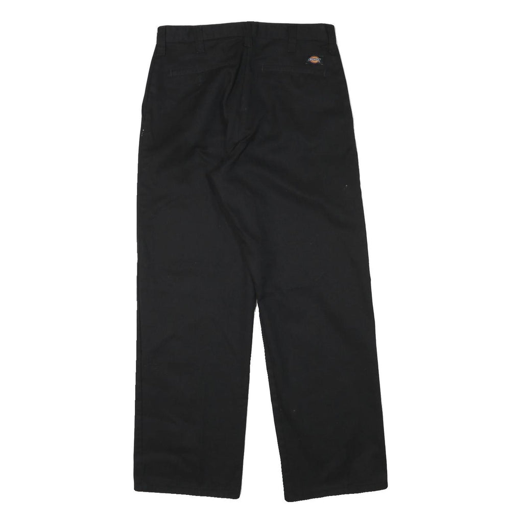 DICKIES Mens Cotton Blend Black Regular Straight Trousers W30 L30 Workwear Zip