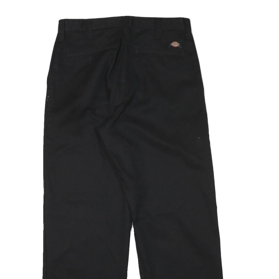DICKIES Mens Cotton Blend Black Regular Straight Trousers W30 L30 Workwear Zip