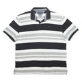 TOMMY HILFIGER Mens Black & Grey Striped Cotton Polo Shirt XL Button Collar