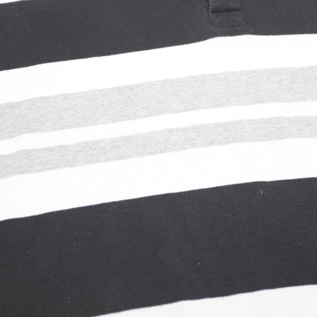 TOMMY HILFIGER Mens Black & Grey Striped Cotton Polo Shirt XL Button Collar