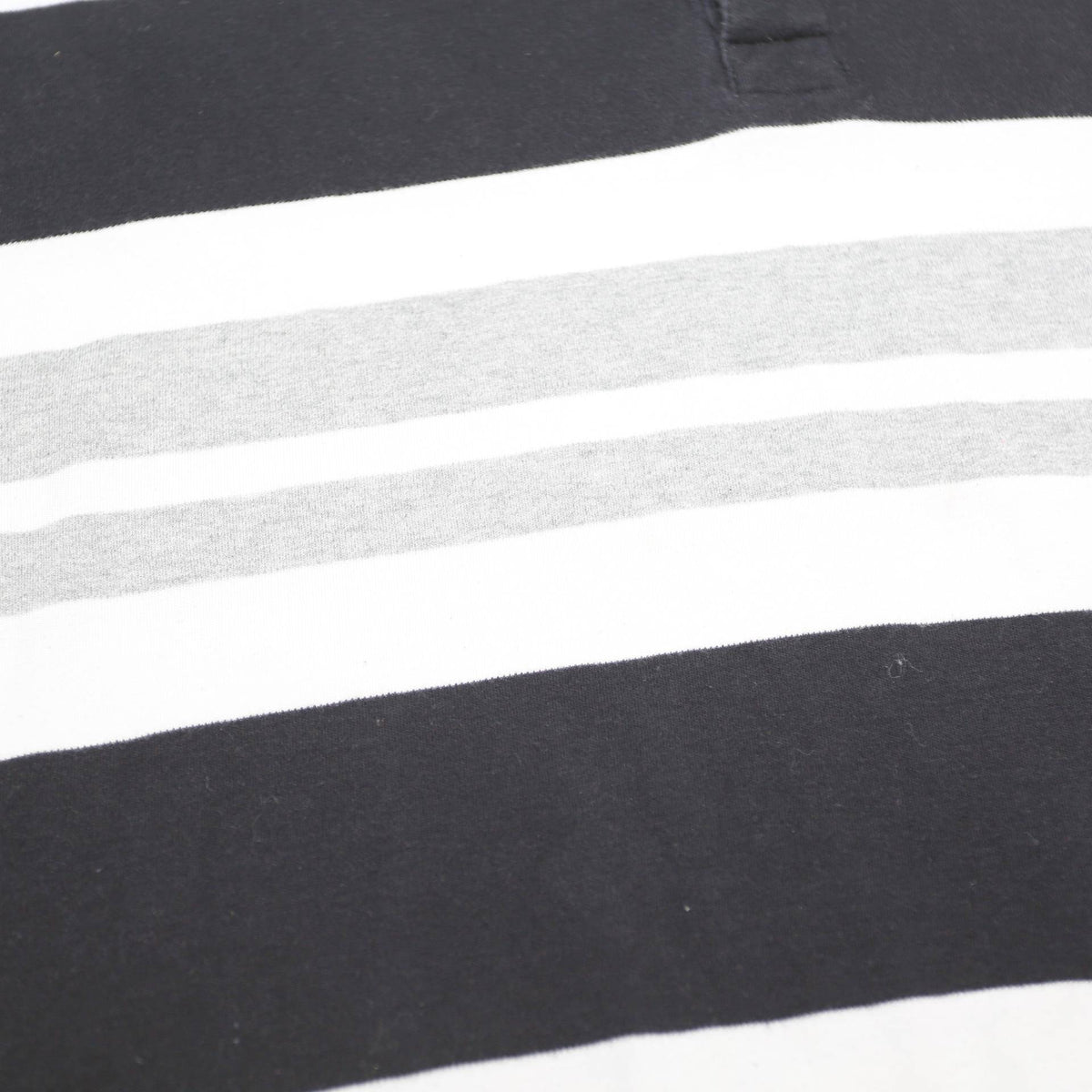 TOMMY HILFIGER Mens Black & Grey Striped Cotton Polo Shirt XL Button Collar