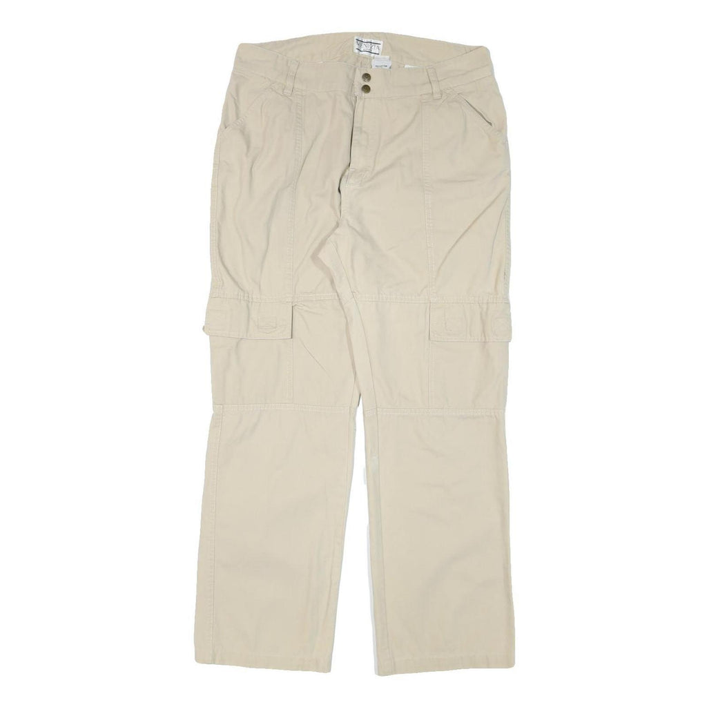 VENEZIA Mens Relaxed Beige Cotton Blend Cargo Trousers W34 L30 Casual Zip Fasten