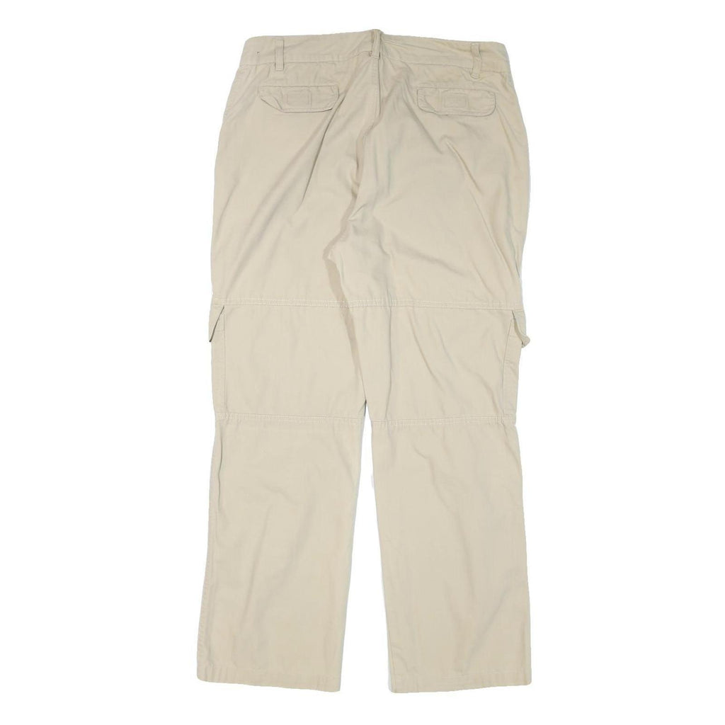 VENEZIA Mens Relaxed Beige Cotton Blend Cargo Trousers W34 L30 Casual Zip Fasten
