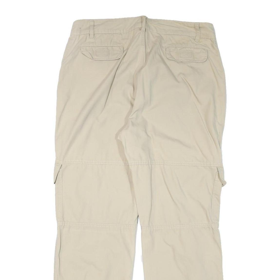 VENEZIA Mens Relaxed Beige Cotton Blend Cargo Trousers W34 L30 Casual Zip Fasten