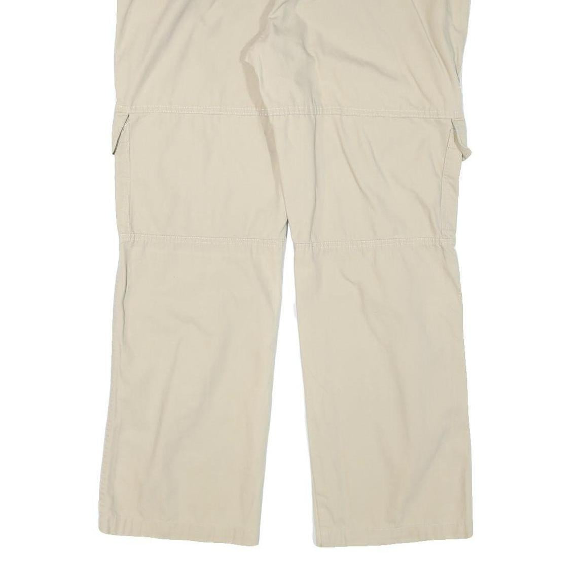 VENEZIA Mens Relaxed Beige Cotton Blend Cargo Trousers W34 L30 Casual Zip Fasten