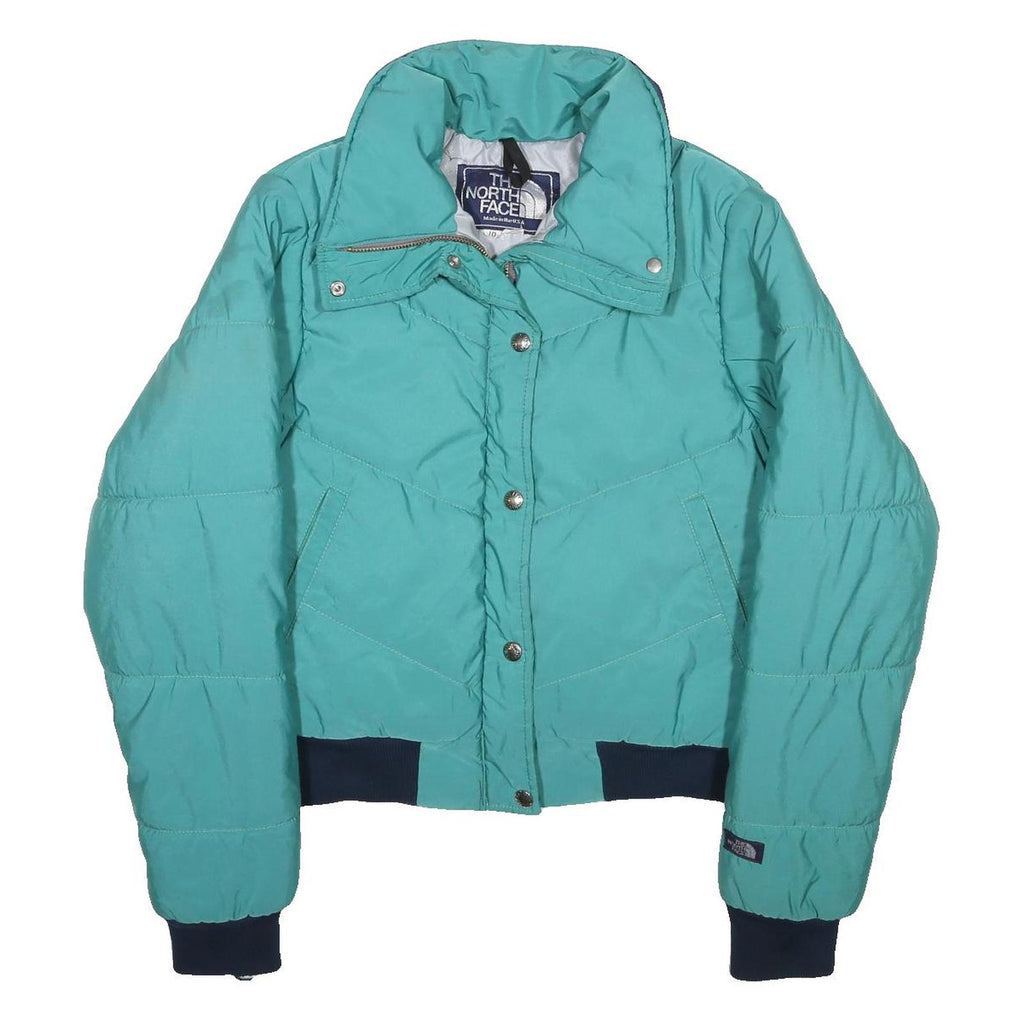 THE NORTH FACE Womens Aqua Blue Jacket S Synthetic Puffer Zip Outdoor Warm