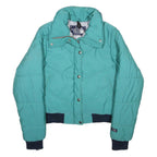 THE NORTH FACE Womens Aqua Blue Jacket S Synthetic Puffer Zip Outdoor Warm