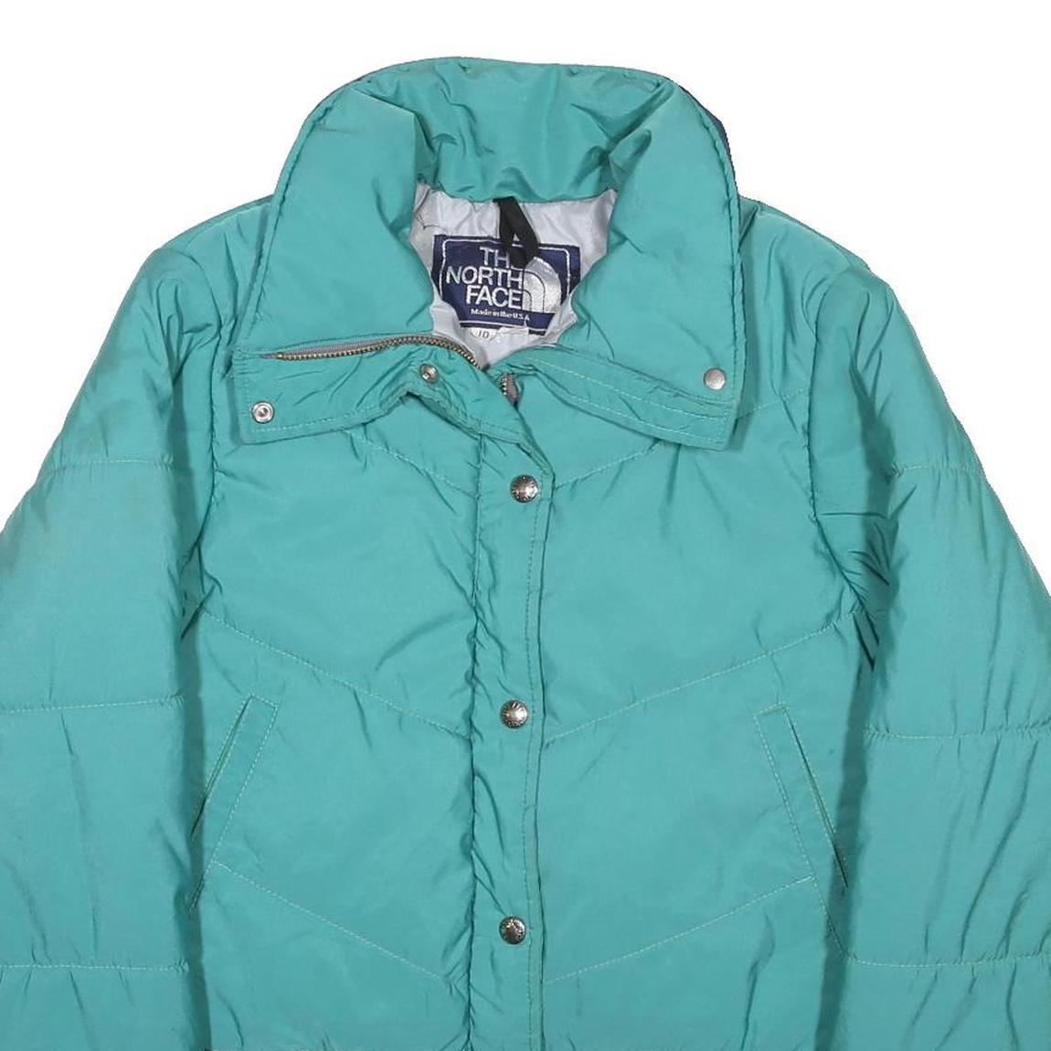 THE NORTH FACE Womens Aqua Blue Jacket S Synthetic Puffer Zip Outdoor Warm