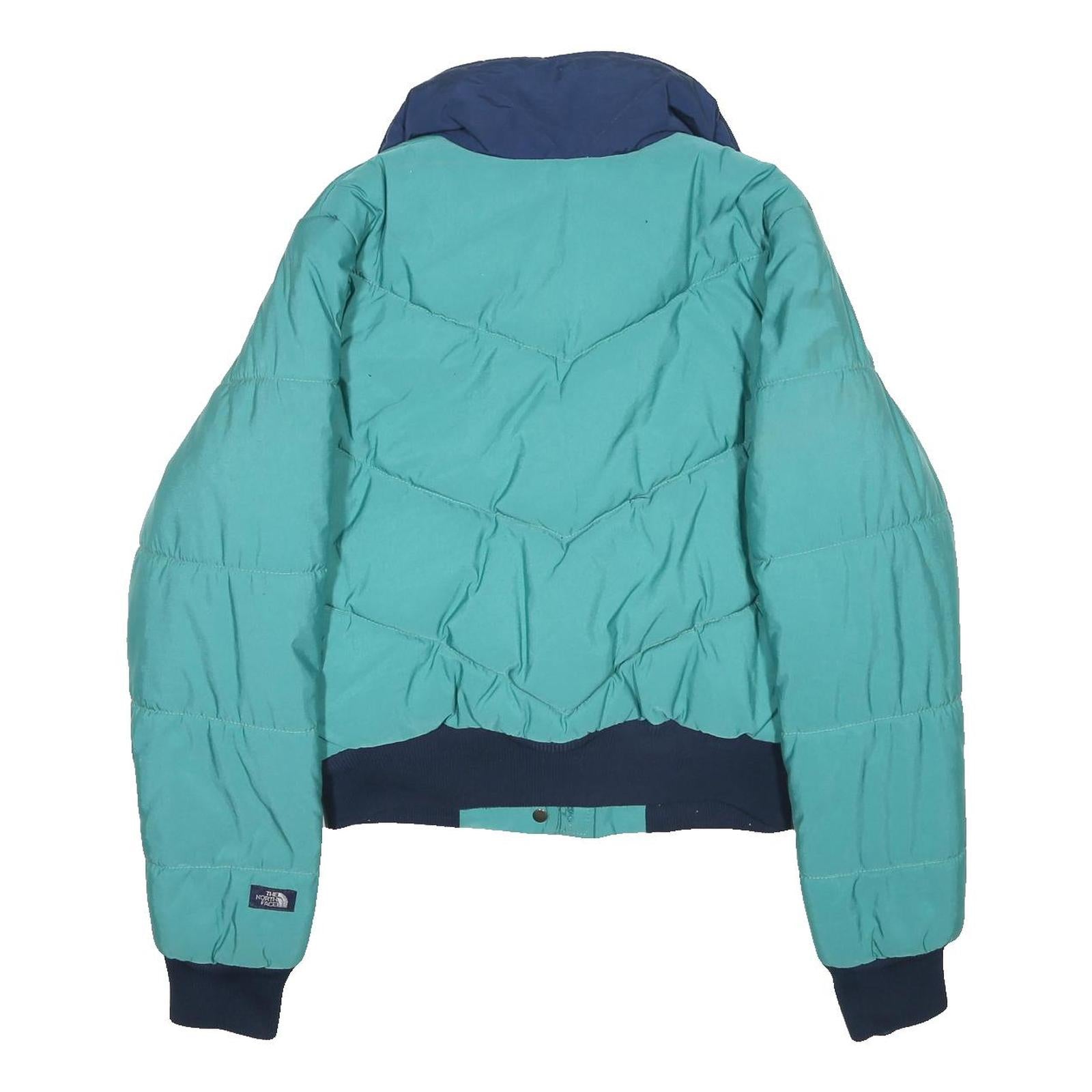 THE NORTH FACE Womens Aqua Blue Jacket S Synthetic Puffer Zip Outdoor Warm