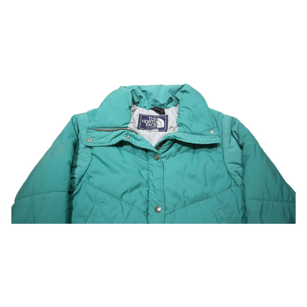THE NORTH FACE Womens Aqua Blue Jacket S Synthetic Puffer Zip Outdoor Warm