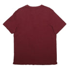LEE Mens Maroon Henley Style T-Shirt L Short Sleeve Round Neck Cotton Blend