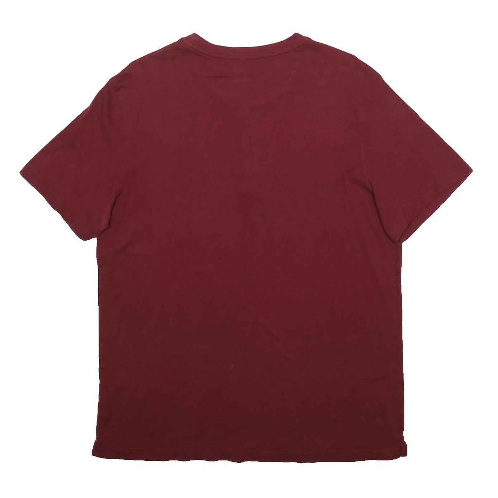 LEE Mens Maroon Henley Style T-Shirt L Short Sleeve Round Neck Cotton Blend