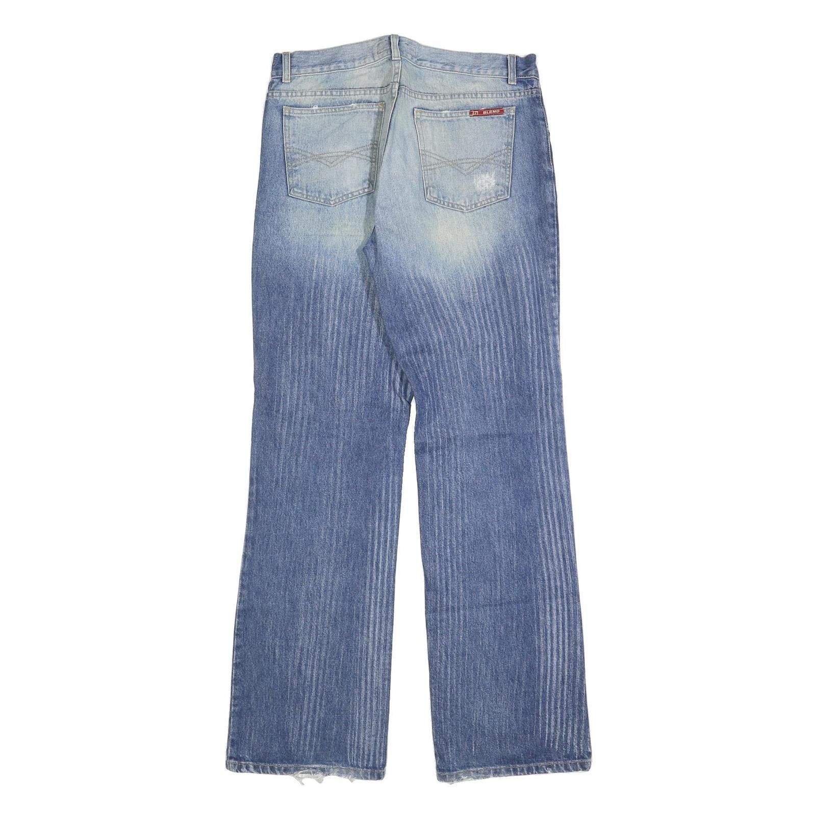 BLEND Mens Relaxed Blue Denim Medium Wash W33 L34 Jeans Zip Closure Casual