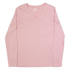 LANDS END Womens T-Shirt Pink Long Sleeve V-Neck S