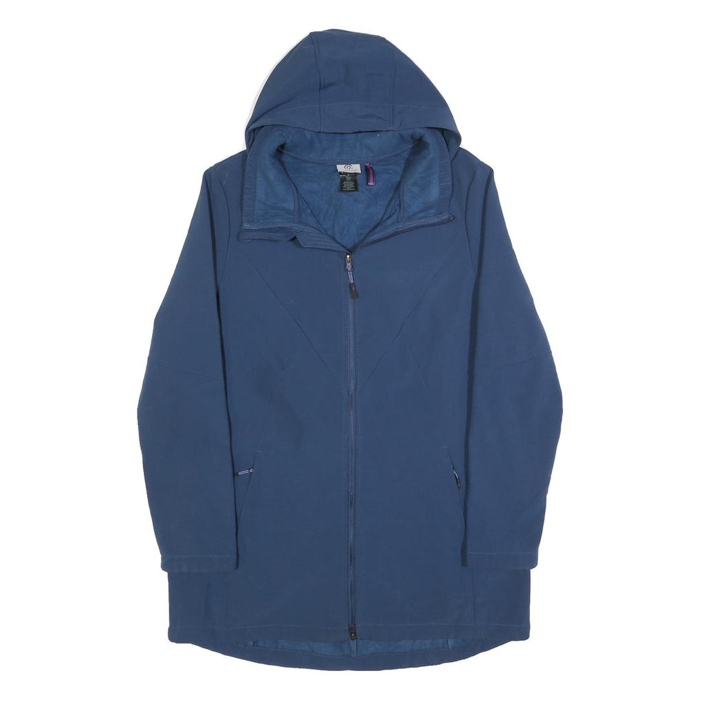 CHAMPION Womens Blue Jacket L Polyester Zip Hooded Plain Casual Light Outerwear