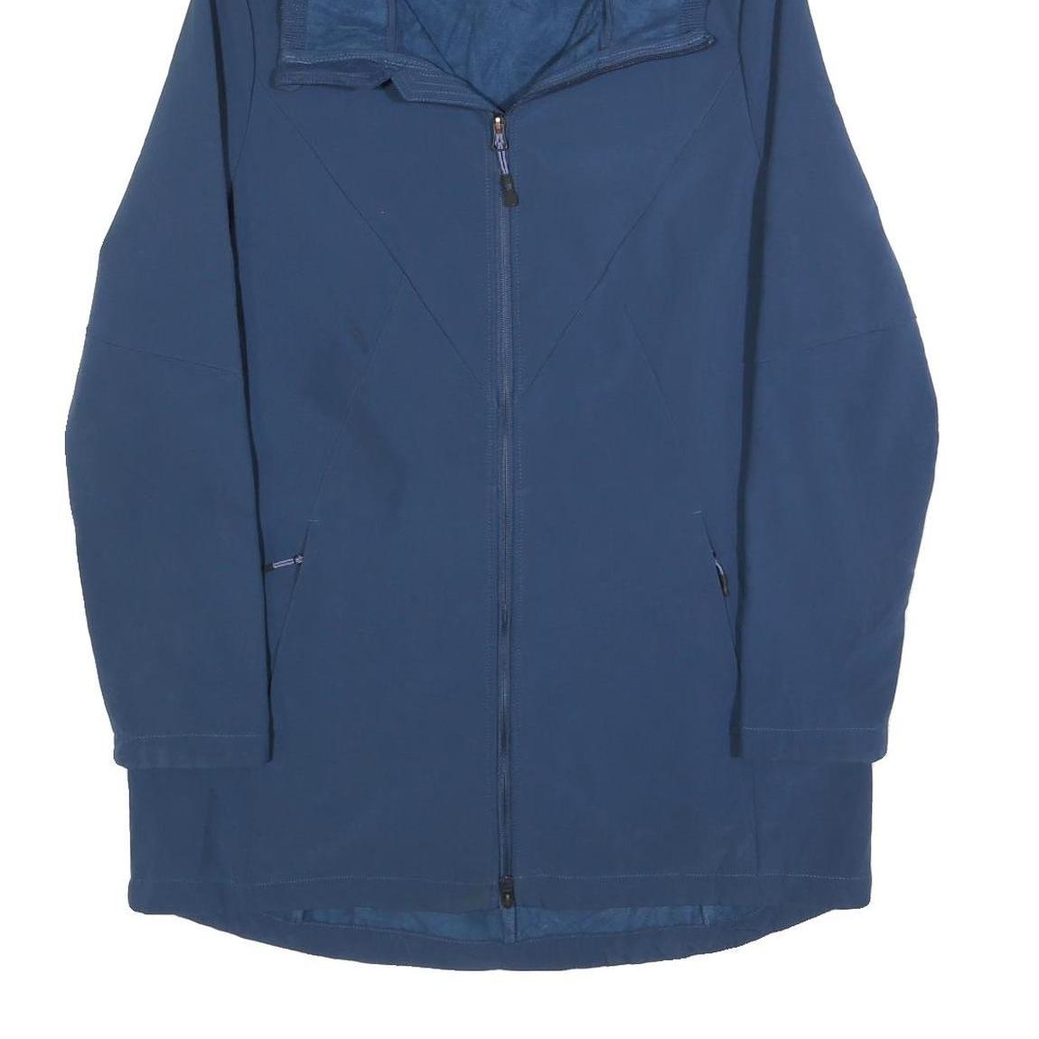 CHAMPION Womens Blue Jacket L Polyester Zip Hooded Plain Casual Light Outerwear