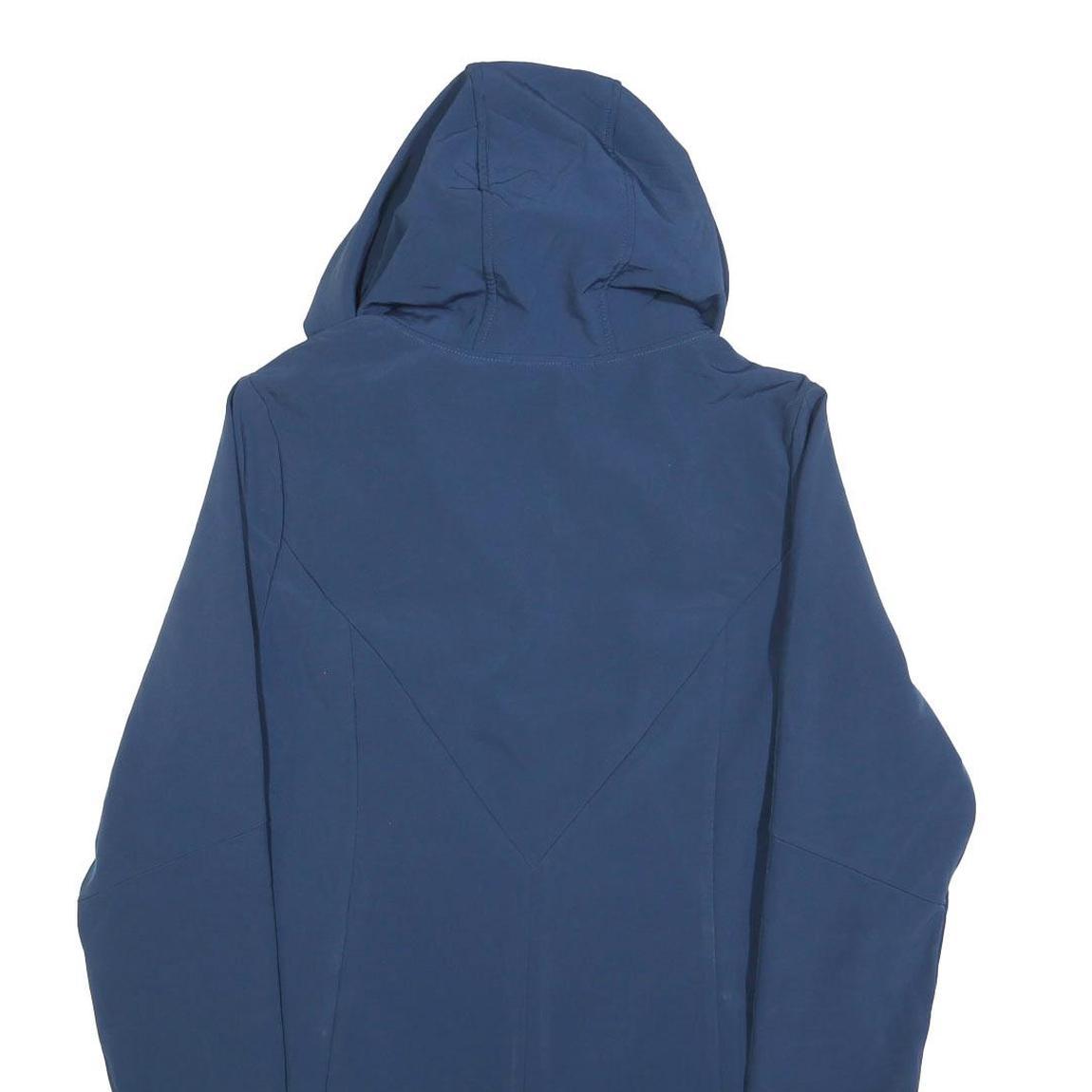 CHAMPION Womens Blue Jacket L Polyester Zip Hooded Plain Casual Light Outerwear