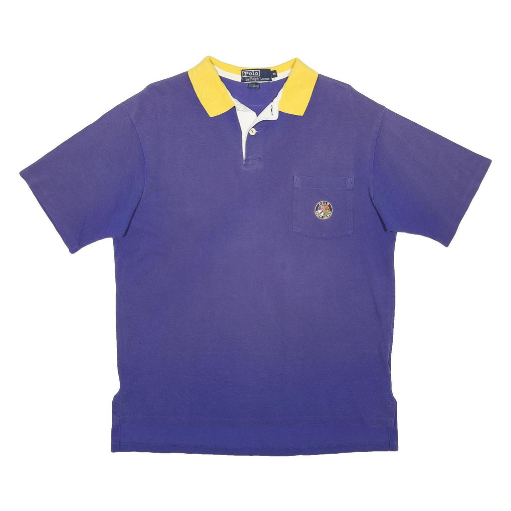 POLO RALPH LAUREN Mens Purple & Yellow Short Sleeve Plain M Polo Shirt Chest