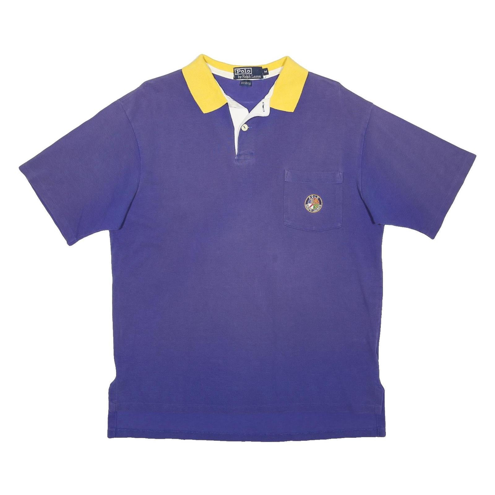 POLO RALPH LAUREN Mens Purple & Yellow Short Sleeve Plain M Polo Shirt Chest