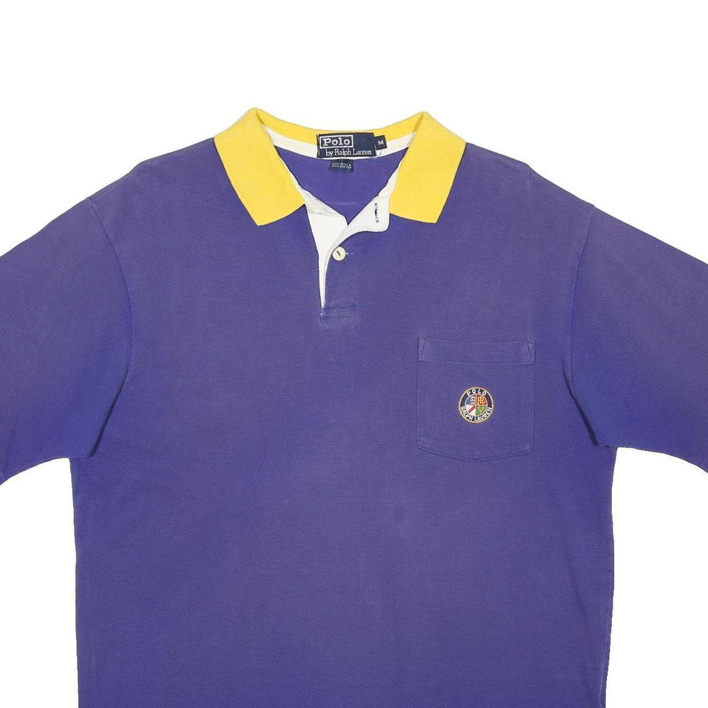 POLO RALPH LAUREN Mens Purple & Yellow Short Sleeve Plain M Polo Shirt Chest