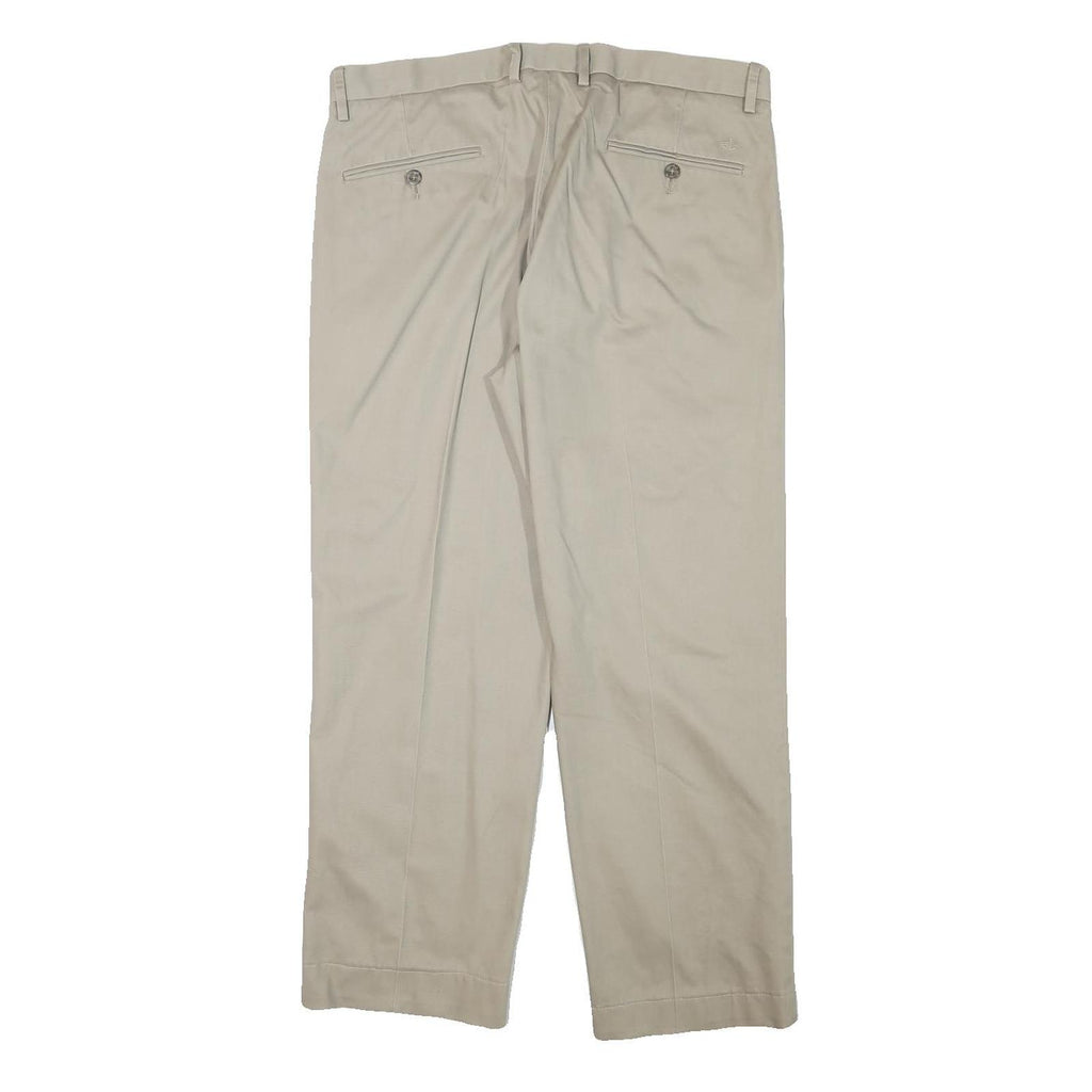 DOCKERS Mens Cotton Blend Beige Slim Straight Trousers W34 L28 Classic Zip