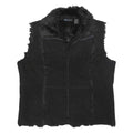 RELATIVITY Womens Black Faux Fur Trim Zip Jacket XL Polyester Blend Soft Warm