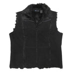 RELATIVITY Womens Black Faux Fur Trim Zip Jacket XL Polyester Blend Soft Warm