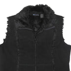 RELATIVITY Womens Black Faux Fur Trim Zip Jacket XL Polyester Blend Soft Warm