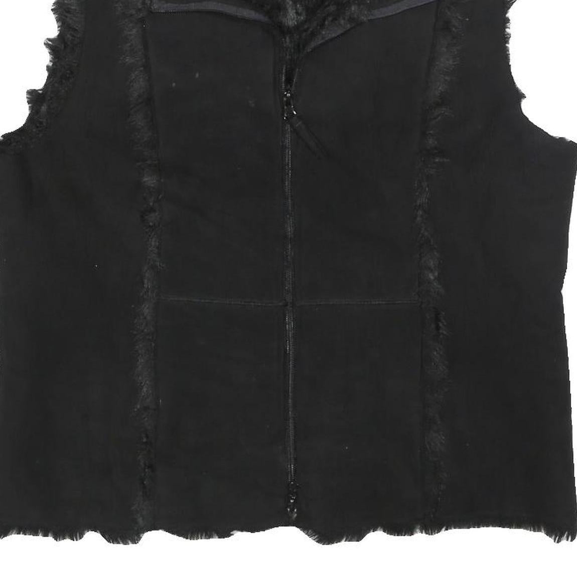 RELATIVITY Womens Black Faux Fur Trim Zip Jacket XL Polyester Blend Soft Warm