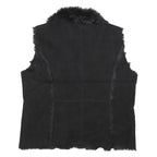 RELATIVITY Womens Black Faux Fur Trim Zip Jacket XL Polyester Blend Soft Warm