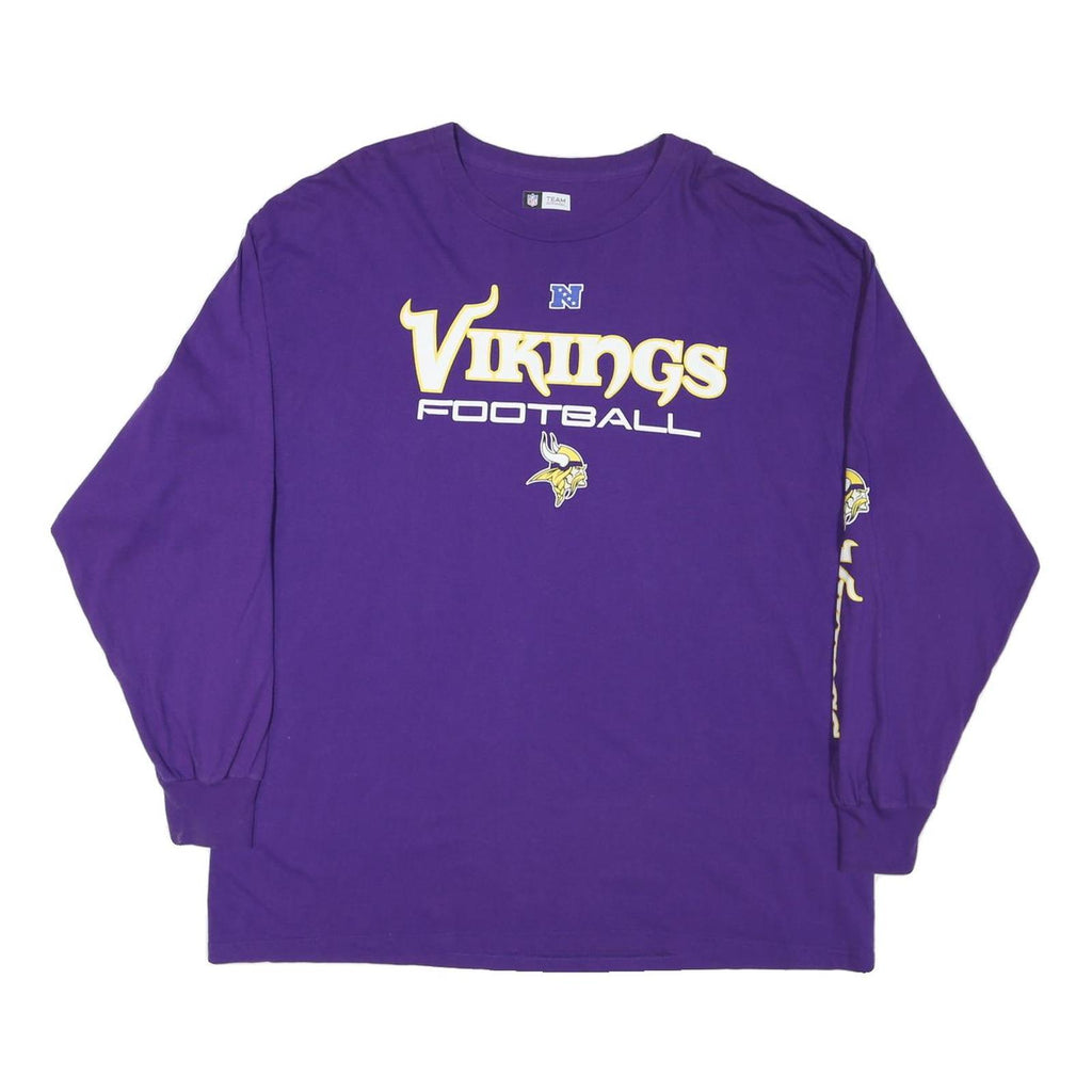 NFL Mens Purple Vikings Football Long Sleeve Crew Neck T-Shirt 2XL Cotton Blend