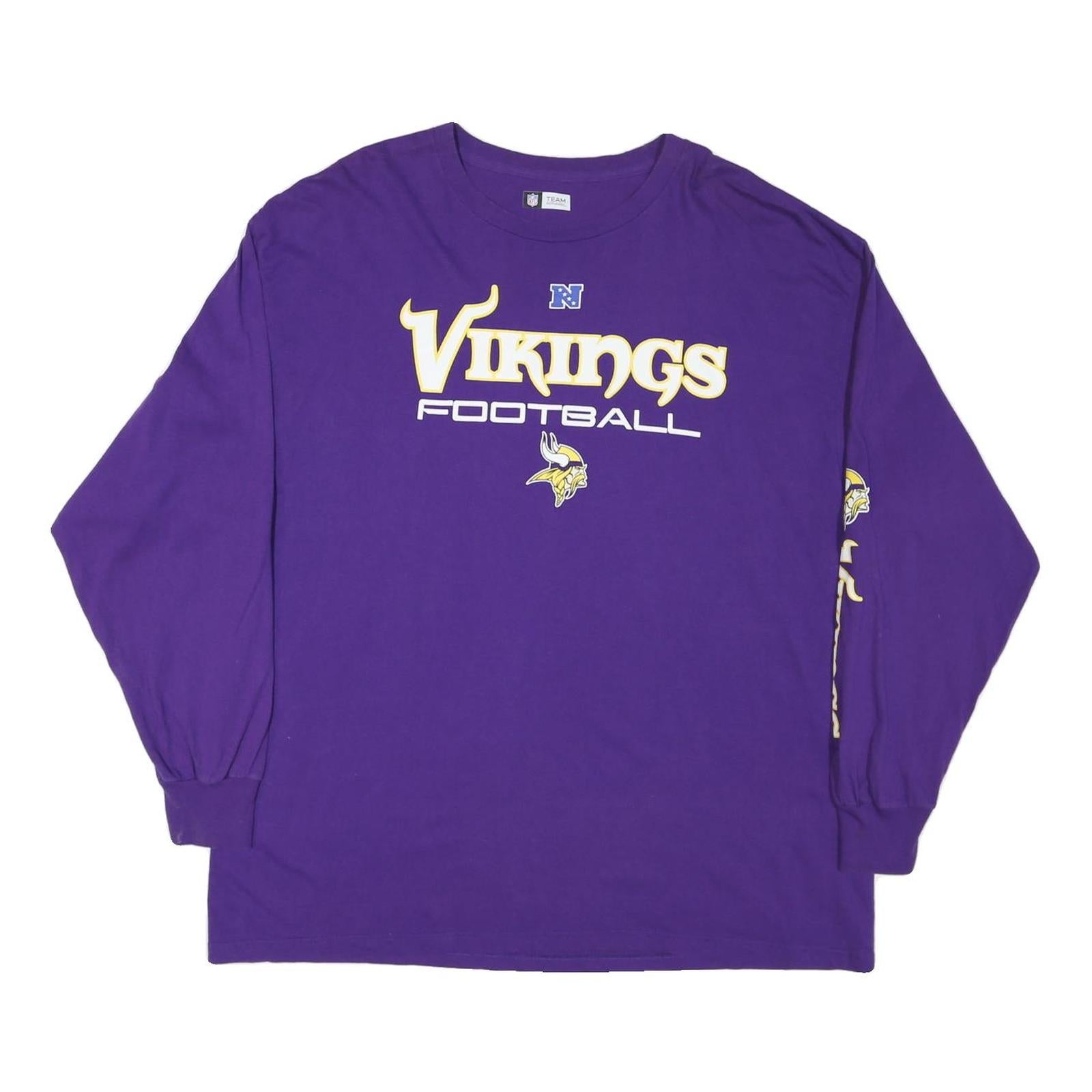 NFL Mens Purple Vikings Football Long Sleeve Crew Neck T-Shirt 2XL Cotton Blend