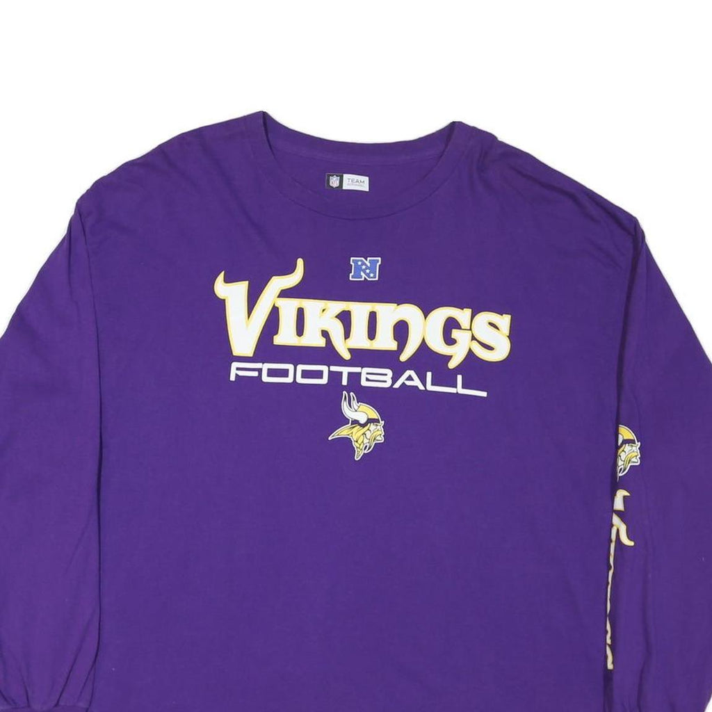 NFL Mens Purple Vikings Football Long Sleeve Crew Neck T-Shirt 2XL Cotton Blend