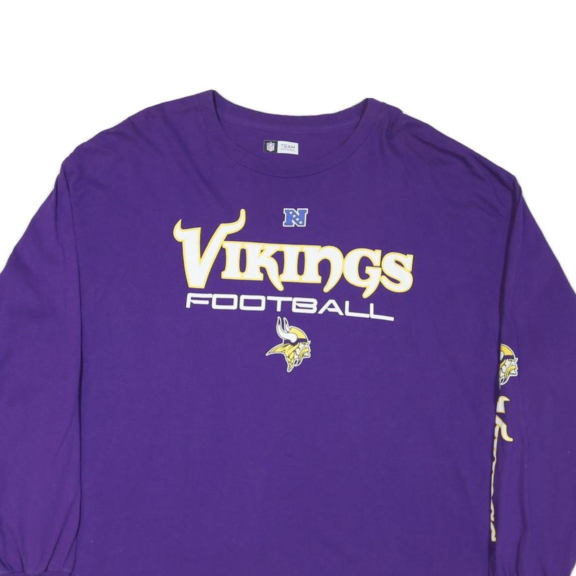 NFL Mens Purple Vikings Football Long Sleeve Crew Neck T-Shirt 2XL Cotton Blend