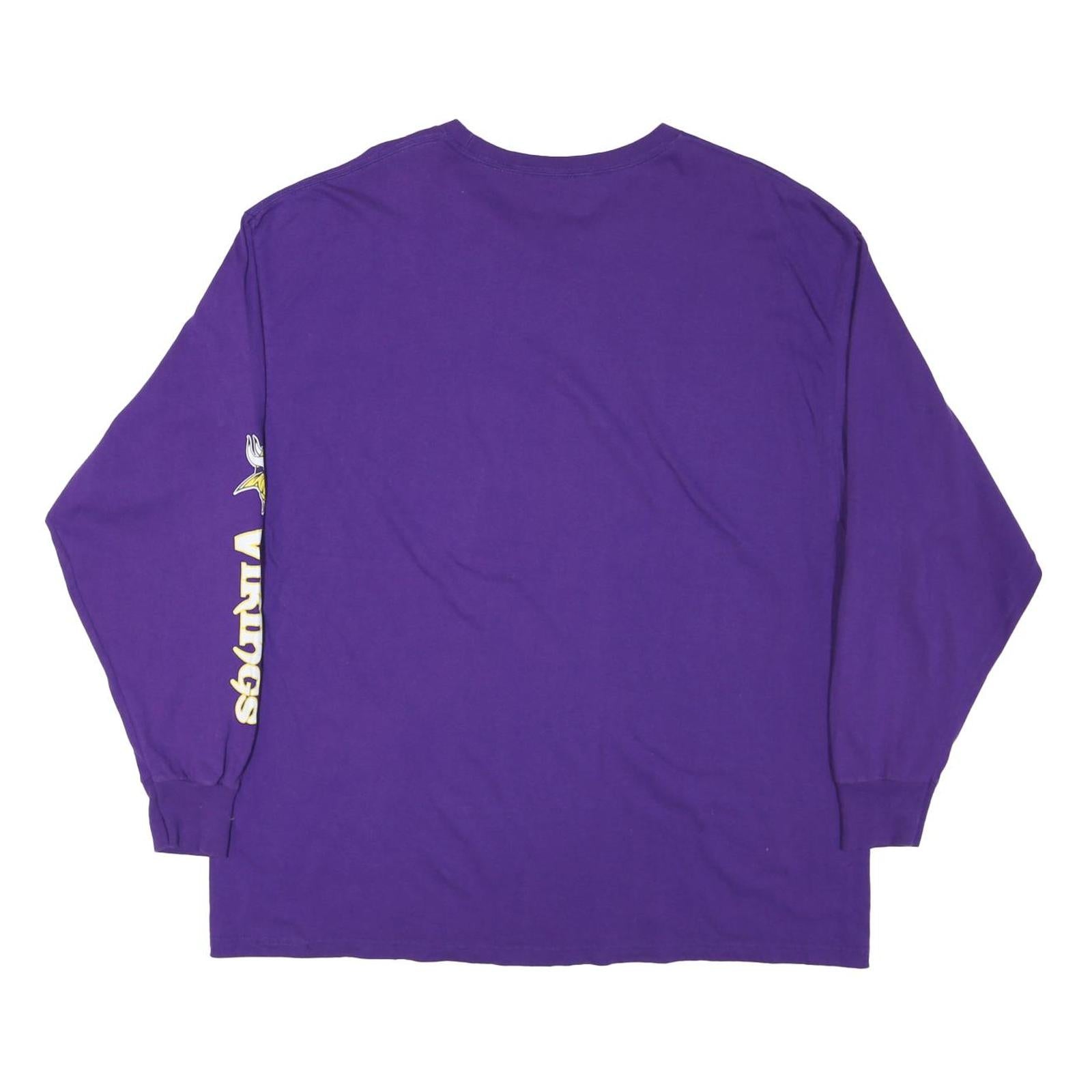 NFL Mens Purple Vikings Football Long Sleeve Crew Neck T-Shirt 2XL Cotton Blend