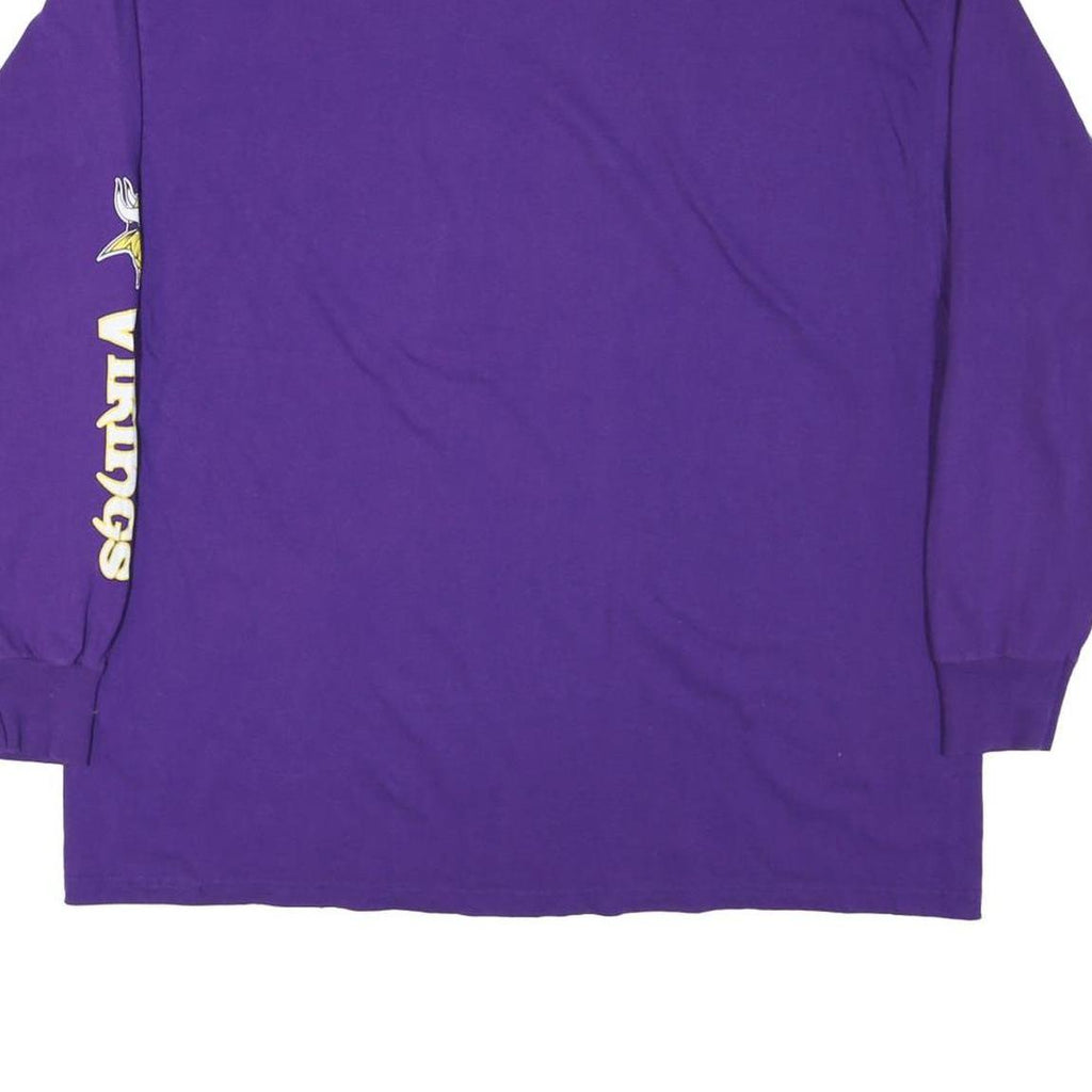 NFL Mens Purple Vikings Football Long Sleeve Crew Neck T-Shirt 2XL Cotton Blend