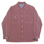 TOMMY HILFIGER Mens Red & White Striped Cotton Shirt M Casual Button Down