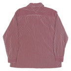 TOMMY HILFIGER Mens Red & White Striped Cotton Shirt M Casual Button Down