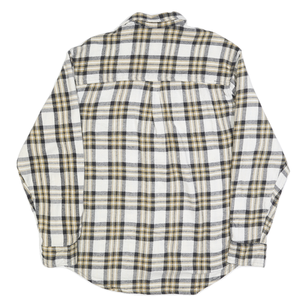 CANYON Mens Beige & Black Check Shirt XL Casual Cotton Flannel Long Sleeve