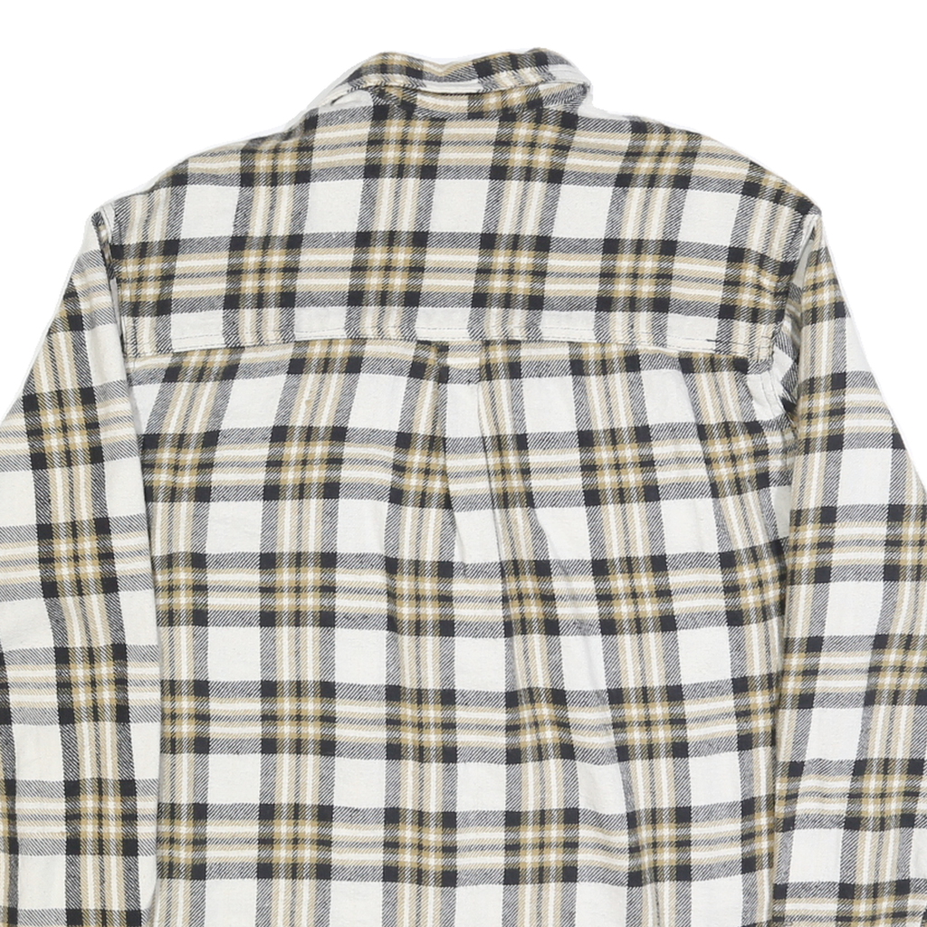 CANYON Mens Beige & Black Check Shirt XL Casual Cotton Flannel Long Sleeve