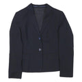 Womens Navy Blue Plain Classic Button Wool Blend Jacket XS Tailored Blazer
