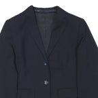 Womens Navy Blue Plain Classic Button Wool Blend Jacket XS Tailored Blazer