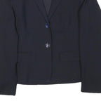 Womens Navy Blue Plain Classic Button Wool Blend Jacket XS Tailored Blazer
