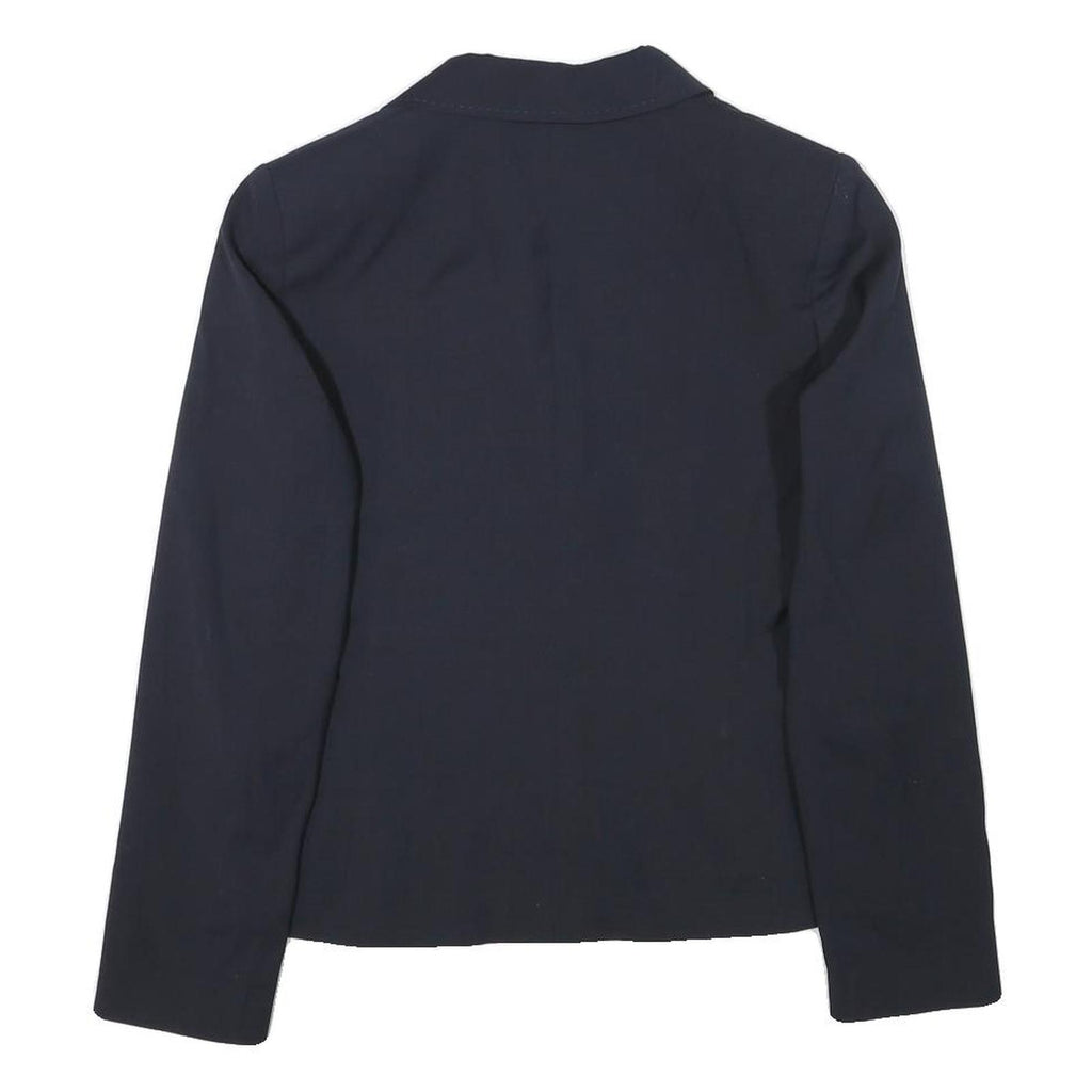 Womens Navy Blue Plain Classic Button Wool Blend Jacket XS Tailored Blazer